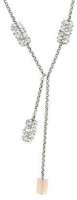 Adara Wire Cage and Pink Drop Bell 9 ct White Gold Pendant Necklet of Length 45.72 cm