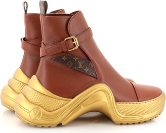 Wonderland leather buckled boots Louis Vuitton Burgundy size 38.5