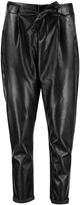 Thumbnail for your product : boohoo Anouk Tie Waist Leather Look Slim Fit Trousers