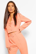 Thumbnail for your product : boohoo Woven Crop Button Blazer