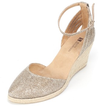 white mountain gold wedge sandals