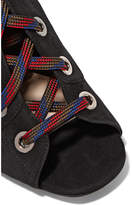 Thumbnail for your product : Prada Lace-up Suede Ankle Boots - Black