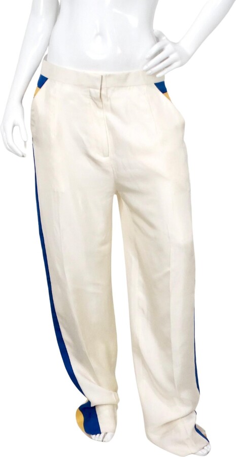 Celine Phoebe Philo For 2011 Runway Off White Silk Striped Dress Pants