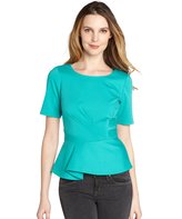 Thumbnail for your product : Tahari seafoam green stretch short sleeve 'Colby' peplum blouse