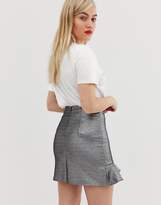 Thumbnail for your product : Glamorous Petite Mini Skirt With Ruffle Trim In Metallic Faux Leather