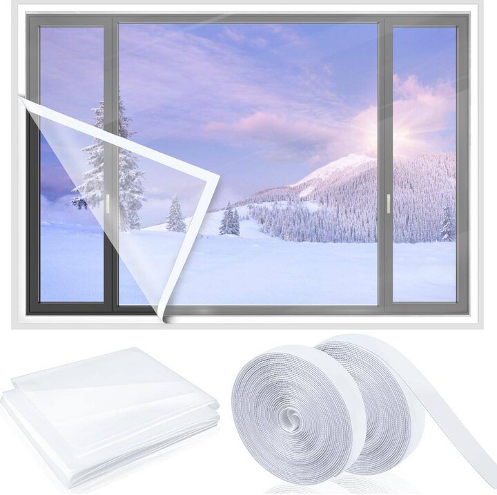 Wellco 71 in. x 79 in. Indoor Window Insulation Kit Keep Warm for Winter Keep Cold Out Tape-free Velcro Installation