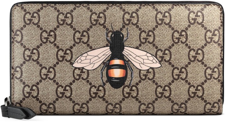 gucci bee print gg supreme wallet