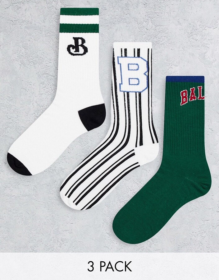 Bershka socks with baseball print in multi - ShopStyle