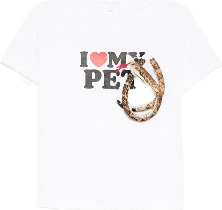 Doublet snake-appliqué graphic-print T-shirt
