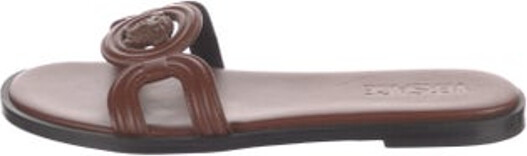 Versace Leather Slides Brown Multistrap Unfortunately, due to restrictions, this item may not be eligible for shipping in all areas.