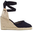 castaner carina frayed canvas wedge espadrilles dark denim