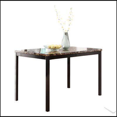 Wrought Studio Simple Style Faux Marble Dining Table with Durable Metal Frame for Modern and Transitional Spaces