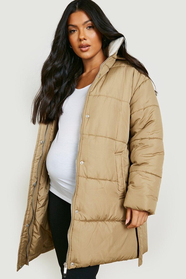 boohoo Maternity Padded Hood Parka Coat ShopStyle