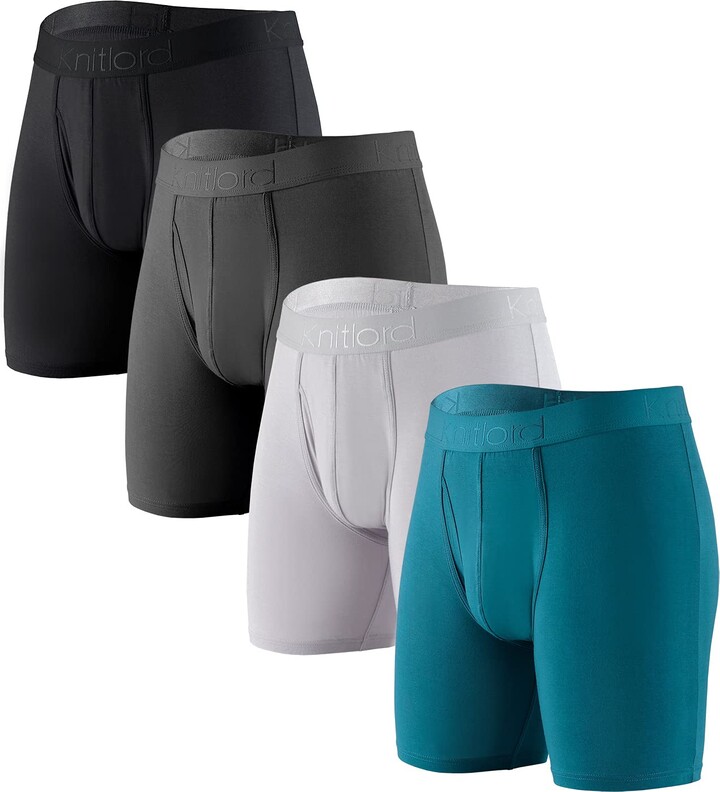 KNITLORD Mens Boxers Breathable Boxer Briefs Long Leg Bamboo Mens