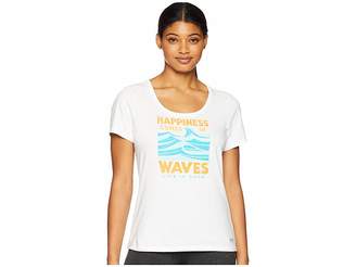 Life is Good Happiness Comes in Waves Crusher Scoop Neck T-Shirt