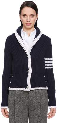 Thom Browne Intarsia Stripes Wool Knit Cardigan