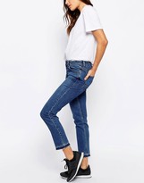 Thumbnail for your product : ASOS Kimmi Shrunken Boyfriend Jeans With Let Down Hem in Mid Wash Blue