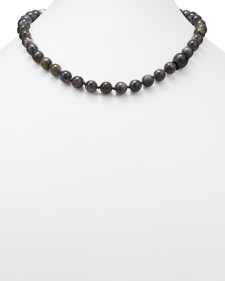 Armenta Blackened Sterling Silver Old World Midnight Beaded Labradorite, Carved Tahitian South Sea Black Pearl and Champagne Diamond Necklace, 18