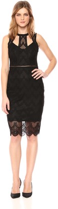 GUESS Women's Black GEO Floral LACE Dress 4