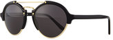 Thumbnail for your product : Illesteva Milan II Round Mirror Sunglasses, Black/Gold