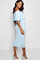 Thumbnail for your product : boohoo NEW Womens Maternity Off The Shoulder Midi Dress in Viscose 5% Elastane