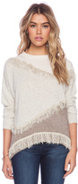 Thumbnail for your product : White + Warren Fringe Intarsia Open Crew Sweater