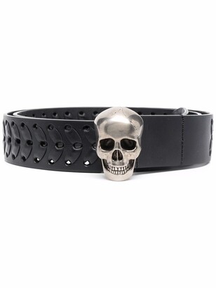 Alexander McQueen Skull-Buckle Leather Belt - ShopStyle
