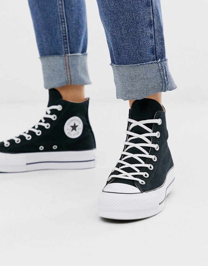Converse Chuck Taylor All Star Hi canvas platform sneakers in black -  ShopStyle