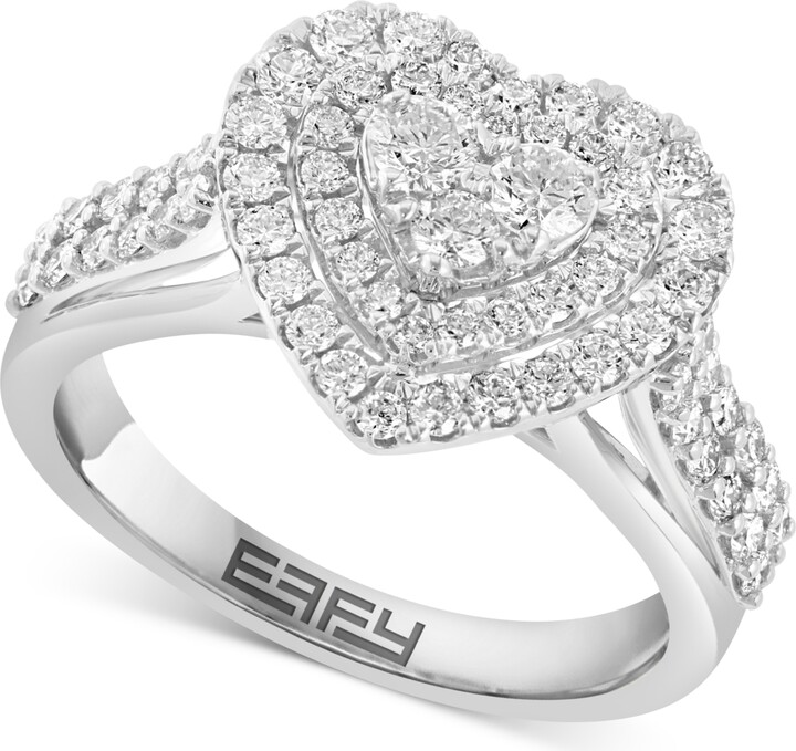 Effy Diamond Heart Halo Cluster Ring (1-1/20 ct. t.w.) in 14k White Gold