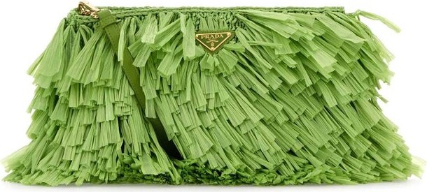 Prada Triangle-Logo Fringed Clutch Bag