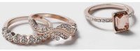 Dorothy Perkins Womens Gold Rhinestone Cross Over Ring Pack- Pink
