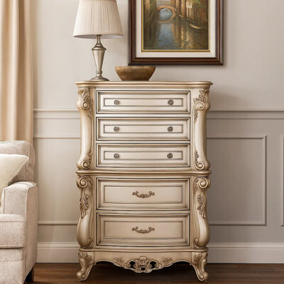 Willa Arlo Interiors Mitcheldean 5-Drawer Chest in Golden Ivory
