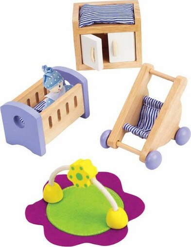 Hape HapeWoodenDollhouseFurnitureBaby'sRoomSet,1:12Scale