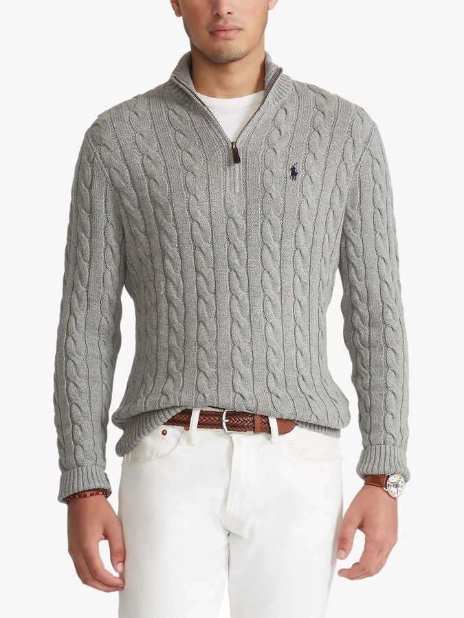 ralph lauren half zip waffle knit jumper