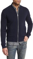 Thumbnail for your product : Maison Margiela Zip-Up Knit Bomber Jacket with Elbow Patches, Navy