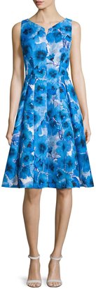 Carmen Marc Valvo Sleeveless Floral-Print Fit & Flare Dress