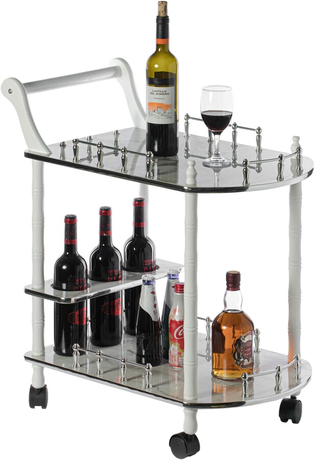 2-Tier Mobile Bar Cart with Wine Racks and Glasses Holders&Wheels for  Kitchen