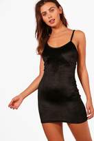 Thumbnail for your product : boohoo Petite Velour Rib Lace Up Back Dress
