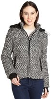 Thumbnail for your product : Andrew Marc New York 713 Andrew Marc black and white wool blend 'Blake 24' hooded down filled coat