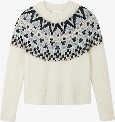 The White Company Womens Porcelain Fairisle Knitted Wool-Blend Jumper L