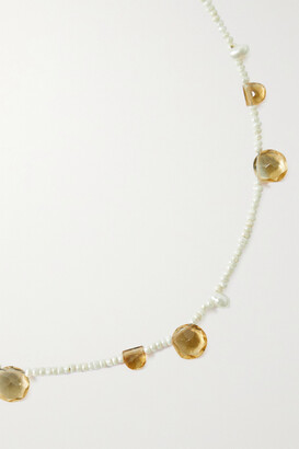 By Pariah The Sun Recycled Gold Vermeil, Pearl And Citrine Necklace - White