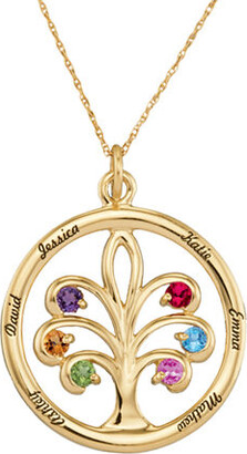 Fine Jewelry Personalized 14K Yellow Gold Family Tree Birthstone Pendant Necklace