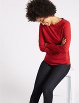 Thumbnail for your product : Marks and Spencer Pleat Detail Round Neck Long Sleeve T-Shirt