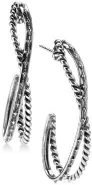 American West Twisted Rope-Style J-Hoop Earrings in Sterling Silver
