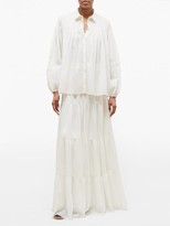 Thumbnail for your product : Gabriela Hearst Carmen Shirred-panel Wool-blend Gauze Blouse - Ivory