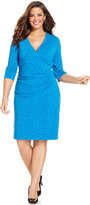 Thumbnail for your product : Charter Club Plus Size Dot-Print Faux-Wrap Dress