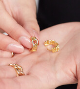 Thumbnail for your product : Orelia huggie hoop earrings in gold plate with chunky chain and crystal mix