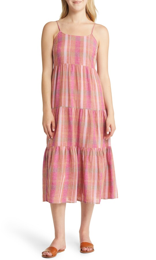 BeachLunchLounge Lana Madras Plaid Tiered Midi Sundress - ShopStyle