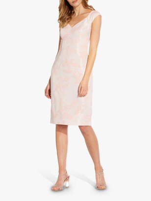 Adrianna Papell Metallic Floral Sweetheart Neck Dress, Pink
