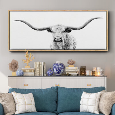 Wexford Home Longhorn Gaze- Framed Canvas